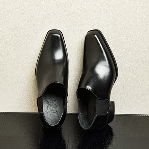 Zapatos Formales de Cuero Genuino para Hombre, Diseño Original de Alta Gama, Punta Cuadrada, Tacón Alto, Aumentan la Estatura - Product Image 3