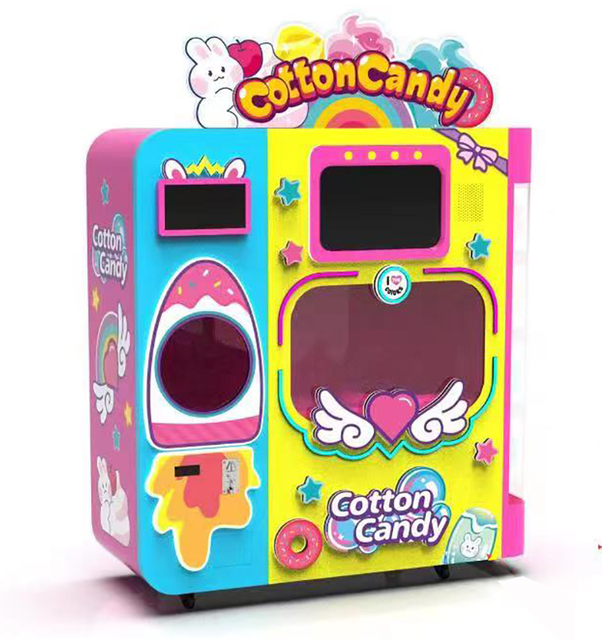 Double Fully Automatic Cotton Candy Vending Machine Used New Condition for Food & Bakery Applications Made Fruit Raw Material