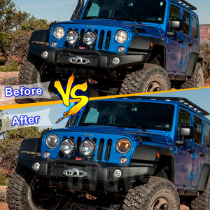 OVOVS Jeeps, faro delantero, <span class=keywords><strong>l</strong></span>ínea de corte, haz bajo, haz alto, faro redondo de 7 pulgadas para Jeep Wrangler <span class=keywords><strong>JK</strong></span> - Product Image 5