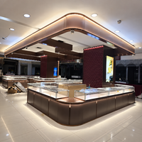 Vitrine à bijoux LED de luxe personnalisée, en verre trempé, verrouillable, comptoir d'exposition pour bijouterie, OEM ODM