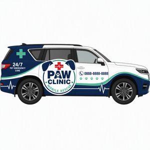 Autocollant graphique personnalisé en vinyle pour voiture d'ambulance animale, motif croix médicale, pour décoration de carrosserie de SUV et promotion de clinique vétérinaire, vente en gros - Product Image 4