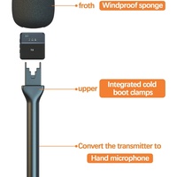 Microphone à condensateur sans fil LP avec support de fixation en métal pour téléphone, appareil photo, studio, vlog, enregistrement vidéo, kit d'interview