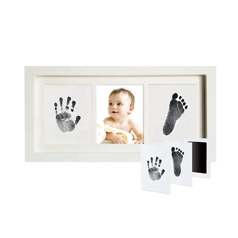 Moldura para fotos com estampa de mãos e pés de bebês de um ano, prendedor de bebê recém-nascido, menina e animal de estimação, atacado, design personalizado, OEM