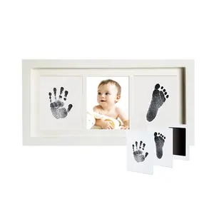 Wholesale Custom Design OEM Pet Girl boy newborn baby print DIY baby one year old hand and foot print photo frame