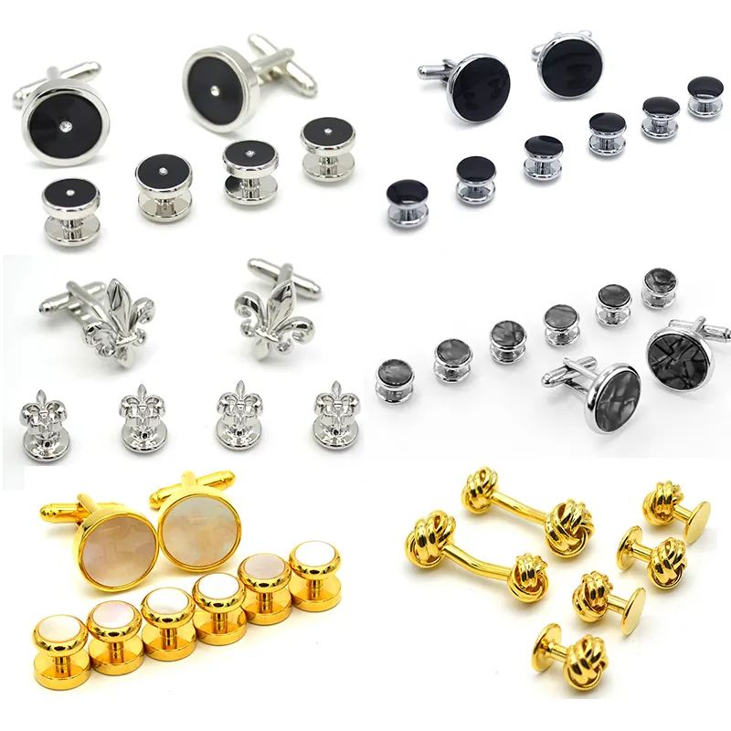 Hot Sale Classical Mens Cufflinks and Studs Set Tuxedo Shirts for Business