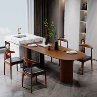Furnitur Restoran Modern Komersial Berkualitas Tinggi Meja Kayu Solid dengan Kursi Berlengan untuk Restoran Buffet Ruang Makan