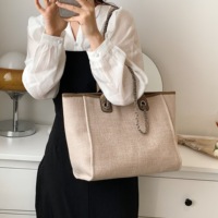 Sac fourre-tout en toile de grande capacité avec poignée et chaîne pour le shopping et les voyages S M L
