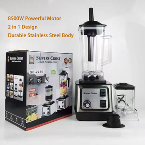 <span class=keywords><strong>Blender</strong></span>-broyeur 2 en 1 haute puissance 8500W, grand bol en acier inoxydable de 2,5L, gobelet de 600ML, vitesse variable, 15 réglages de vitesse, pour la maison - Product Image 1