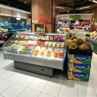 Vitrine Réfrigérée Commerciale Ouverte à Refroidissement par Air pour Supermarché, Idéale pour Viandes et Fruits de Mer Frais