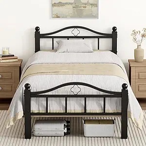 Base de Cama de Acero Resistente de Fácil Montaje, Estructura de Cama de Metal de Color Blanco para Dormitorio - Product Image 5