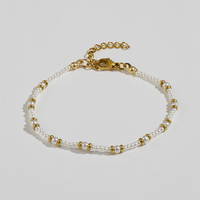 Bracelet en acier inoxydable plaqué or 18 carats PVD Liliflor Fashion, style bohème, imitation perles, résistant à l'eau, pour femmes B262683