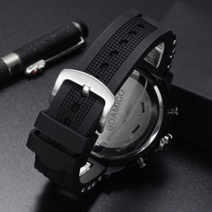 นาฬิกาผู้ชาย ยี่ห้อ <span class=keywords><strong>BOAMIGO</strong></span> นาฬิกาสปอร์ต 3 โซนเวลา นาฬิกาข้อมือควอตซ์ดิจิตอล LED สำหรับผู้ชาย - Product Image 5