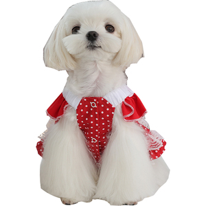 Abito da Principessa Rosso Squisito Ispirato a Lolita per <span class=keywords><strong>Cani</strong></span> <span class=keywords><strong>di</strong></span> Piccola Taglia in Poliestere a Pois - Personalizzazione B2B Transfrontaliera - Product Image 4