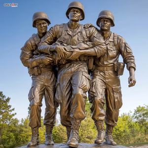 Statue commémorative en bronze coulée publique extérieure personnalisée grandeur nature qu'aucun <span class=keywords><strong>homme</strong></span> ne laisse derrière Sculpture en bronze pour décor commémoratif - Product Image 6