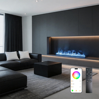 Meuble TV Vintage Français avec Cheminée à Atomisation 3D, Flamme RGB Multicolore, Humidificateur à Recharge Automatique, Contrôle par Télécommande/APP, Décoration d'Intérieur