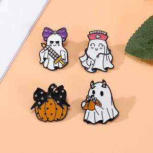 Divertido fantasma calabaza mariposa Festival médicos y enfermeras con diamantes DISEÑO DE Halloween esmalte solapa Pin joyería - Product Image 1