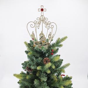 Decorazione Natalizia per Albero a Forma di Corona in Ferro e Gioielli, Oro/Argento, 10 Pollici, Artigianato Fatto a Mano, Vendita all'Ingrosso - Product Image 3