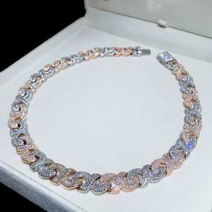 Cadena de eslabones cubanos con zirconia cúbica, cadena de eslabones enchapada en dos tonos, estilo hip hop, punk, para mujeres y hombres - Product Image 2