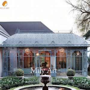 Gazebo in Ferro Battuto MILY, Orangerie in Metallo con Vetrate per Decorazione Giardino Esterno - Product Image 4