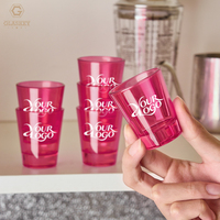 Ensemble de verres à shot rose glamour, lot de 4, verres à whisky à base épaisse, verres à shot pour tequila, vodka, spiritueux, pour fêtes et événements