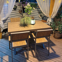 Table et chaises d'extérieur en bois plastique anti-corrosion, table de café, chaise de jardin pour salle à manger