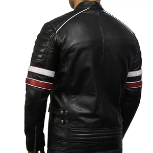 Best Vintage Winter Design Biker <b>Genuine</b> <b>Leather</b> <b>Jacket</b> for Men Stand Streetwear Customized <b>Leather</b> Detail Nonwoven OEM Service - Product Image 3