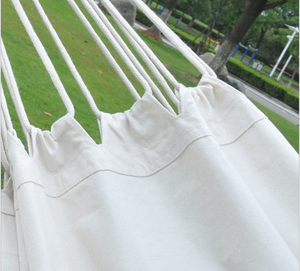 Hamaca de algodón blanco con borla, columpio colgante para exteriores para Patio, jardín, Camping, soporte para árbol incluido - Product Image 4
