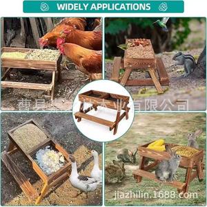 Wooden Poultry Feeder <b>Stand</b> Solid Wood <b>Pan</b> Feeder For Chickens Rabbits Birds Outdoor Farm Use Brown - Product Image 5