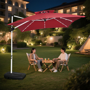 Oem ODM dù che de Jardin bãi biển khổng lồ ô dù ngoài trời Patio hồ bơi sân ô với đèn năng lượng mặt trời - Product Image 1