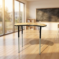 Table d'activités et de collaboration pour étudiants, forme demi-lune, hauteur réglable sur 3 niveaux, idéale pour les étudiants universitaires