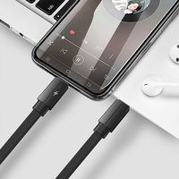 Câble USB-C plat tressé en tissu 3FT, chargeur rapide PD Type C, transfert de données 3A 60W pour téléphone, tablette, TWS, ordinateur portable