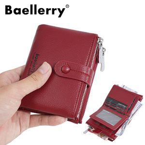 Baellerry Women's Short <b>Wallet</b> Red Lychee Texture Double Zipper Coin Purse Card <b>Holder</b> Everyday Use - Product Image 1