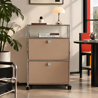 Lemari Samping Modular Stainless Steel Modern dengan Laci, Penyimpanan Ruang Tamu, Bufet Logam, Furnitur Modular