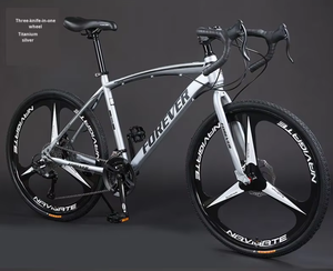 Vélo de route en acier à haute teneur en <span class=keywords><strong>carbone</strong></span>, vélo de course, frein à disque double, <span class=keywords><strong>fourche</strong></span> à ressort, guidon incurvé/plat pour hommes et femmes, adulte - Product Image 5