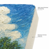 Toile de peinture à l'huile artisanale sur mesure 60x90 cm, paysage non tendu, art mural nuage bleu pour la décoration d'hôtels, de bureaux et de maisons