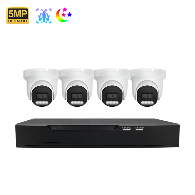 4CH 5MP H.265 POE Security Camera System 8CH 4K NVR Full Color Night Vision Wide-Angle AI Human/Vehicle Detection CMOS HDD
