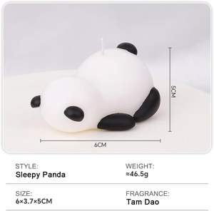 Grandes bougies chauffe-plat parfumées au design mignon de panda endormi pour la décoration intérieure, la table à manger et la chambre à coucher pour Noël et les vacances - Product Image 2
