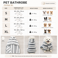 Peignoir de séchage pour chien en polaire corail rayée, léger, élégant, lavable en machine, séchage rapide, prix d'usine, pour chiots et grands chiens