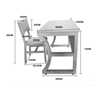 Bureau d'école moderne robuste avec chaise et étagères de rangement, pliable, hauteur réglable, structure métallique, mobilier de classe