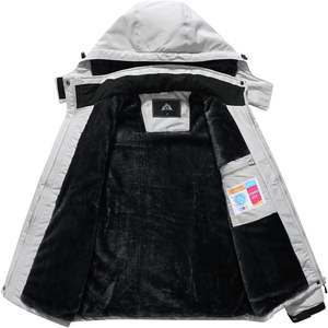 Moerdeng Chaqueta de esquí para mujer, abrigo cálido de invierno con capucha, impermeable, forro polar, chaqueta de snowboard para senderismo y viajes - Product Image 1