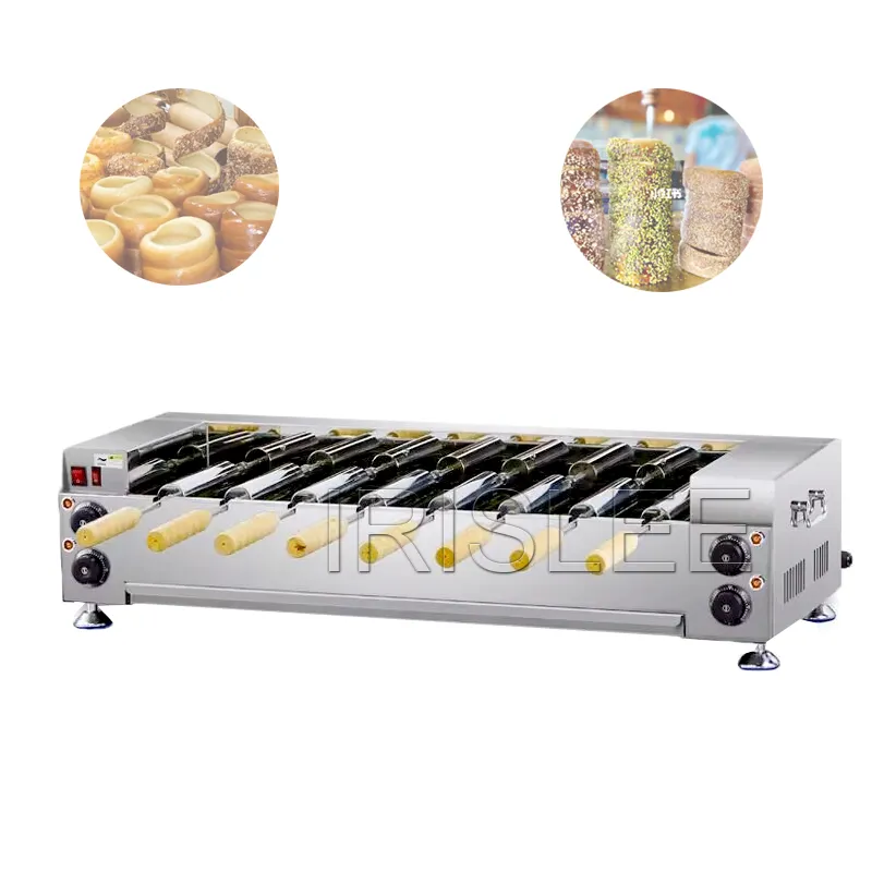 Baca kek pişirme makinesi paslanmaz çelik makaralar Kurtos Kalacs fırın elektrikli 60000W dondurma ekmek koni makinesi