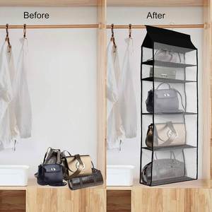 Transparent 5-Layer Wardrobe Storage Bag Non-Woven Visible Wall Mounted Closet Organizer Convenient Organized Storage Solution - Product Image 3