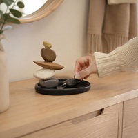 Ornement de rangement en résine effet grès avec plateau à clés noir, objet décoratif moderne pour entrée et bureau
