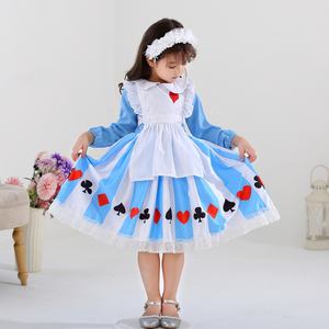 Costume d'Halloween de conte de fées déguisement Miss Wonderland avec tablier et bandeau pour filles - Product Image 3