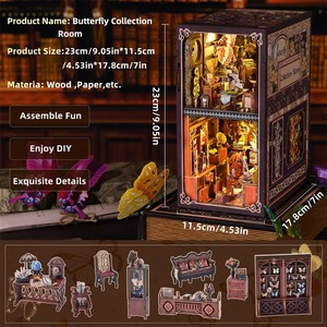 CAYI 2025 papillon Collection chambre bricolage livre Nook Kit maison de poupée <span class=keywords><strong>Booknook</strong></span> 3D Puzzle en bois bricolage Nook livre Miniature artisanat à la main - Product Image 5