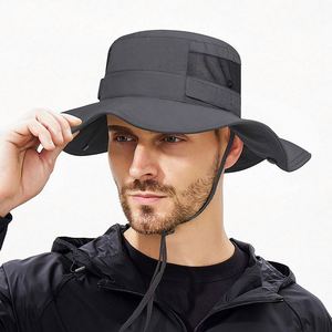 2025 New Arrival Spring Summer Breathable <b>Sunscreen</b> Bucket Hat Men Women Fast Dry Foldable Fishing Cowboy Hat with Strings - Product Image 1