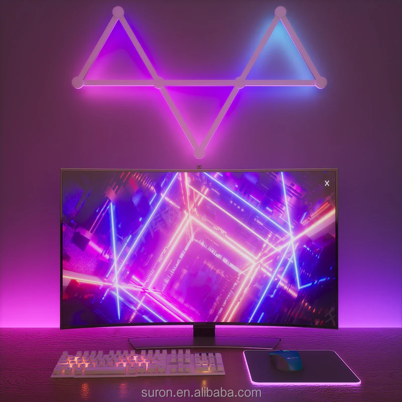 6 Pack RGB Glide Wall Light for Gaming Room Decor Led Wall Lights Sync Music Smart Home Lights