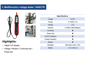 Testeur de tension numérique VA6817B, stylo détecteur de tension avec écran LCD, indication AC/DC, CAT III 1000V - Product Image 2