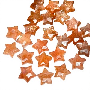 Pierre de soleil naturelle en forme d'étoile 10 mm, facettée, sculptée à la main, pierre précieuse en vrac, briolette, prix de gros pour la fabrication de bijoux - Product Image 1