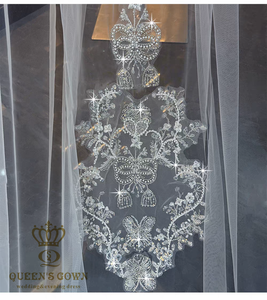 QUEENSGOWN Velo da Sposa Lungo di Lusso Personalizzato con Cristalli, Alta Qualità per Spose - Product Image 6